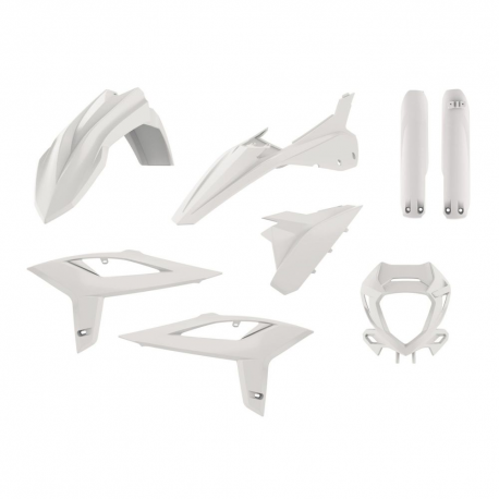 Polisport, sada plastů, Beta RR 2T/4T `20-21, včetně rámečku světla (8667300001), a kryty vidlice (8425700001) bílá barva OEM